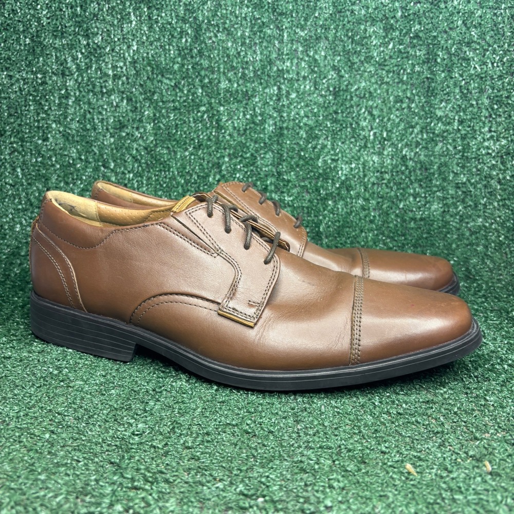 Clarks Clarkslite Cap Leather Lace Up Business Classic Oxford Brown Mens Sz 12 M